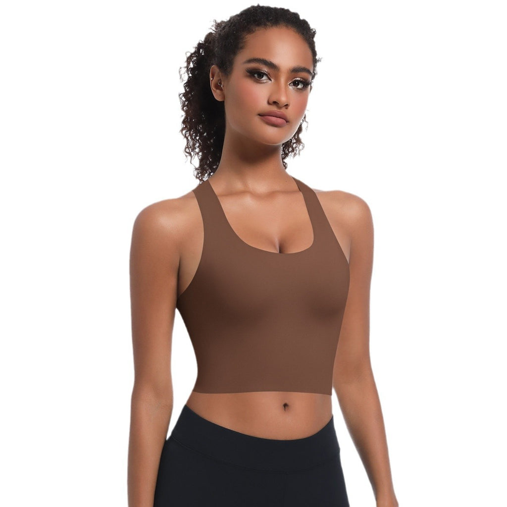Nude Feel Sports Underwear Push up Sexy Seamless One Piece Cup Cross Beauty Back Yoga Bra Fitness Vest for Women