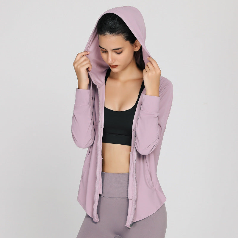 Long Sun-Proof Workout Clothes Women Mesh Breathable Long-Sleeved Blouse Loose Casual Sports Running Zipper Jacket