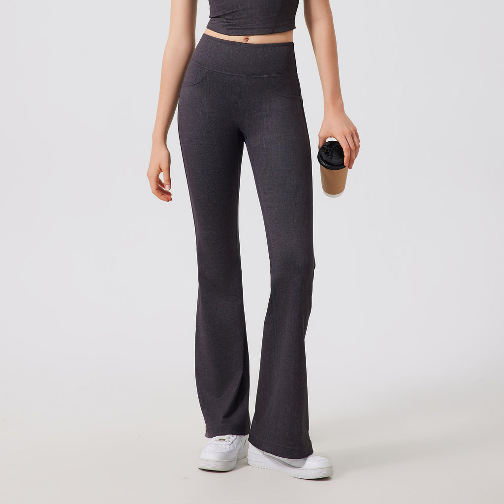 Nude Feel Quick Drying Yoga Bell Bottom Pants Women High Waist Hip Lift Slimming Track Pants Fitness Casual Wide Leg Pants