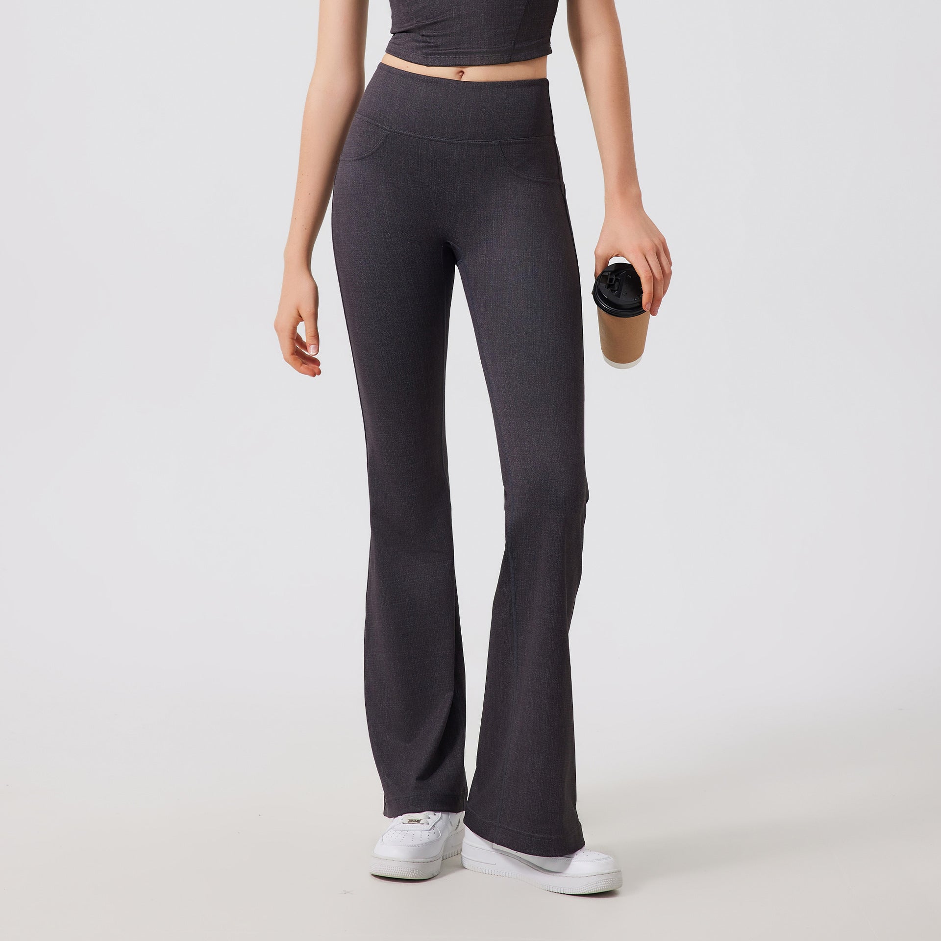 Nude Feel Quick Drying Yoga Bell Bottom Pants Women High Waist Hip Lift Slimming Track Pants Fitness Casual Wide Leg Pants