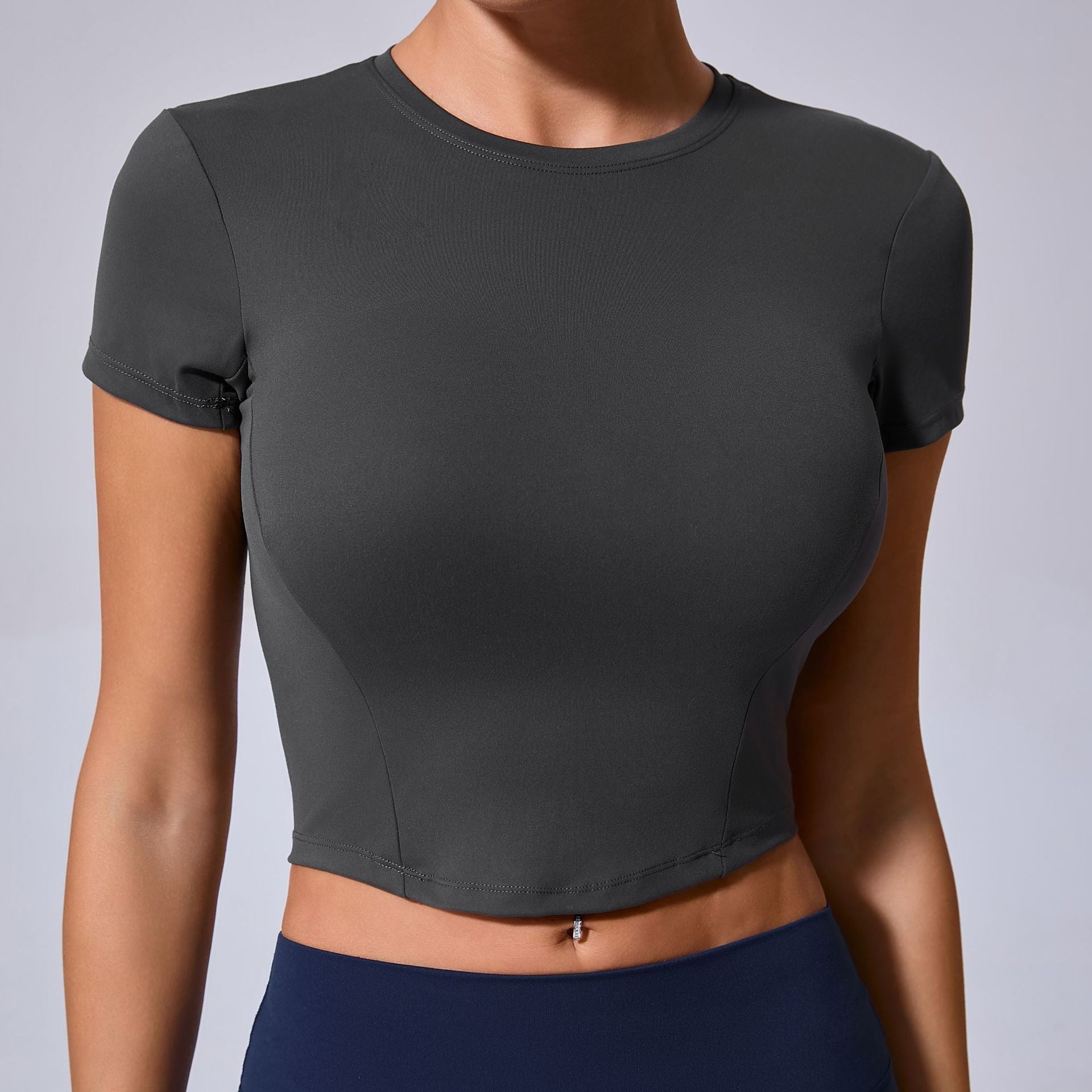 Tight T Shirt Quick Drying Yoga Clothes Short Workout Top Blouse Outdoor Running Sports Short Sleeve Women