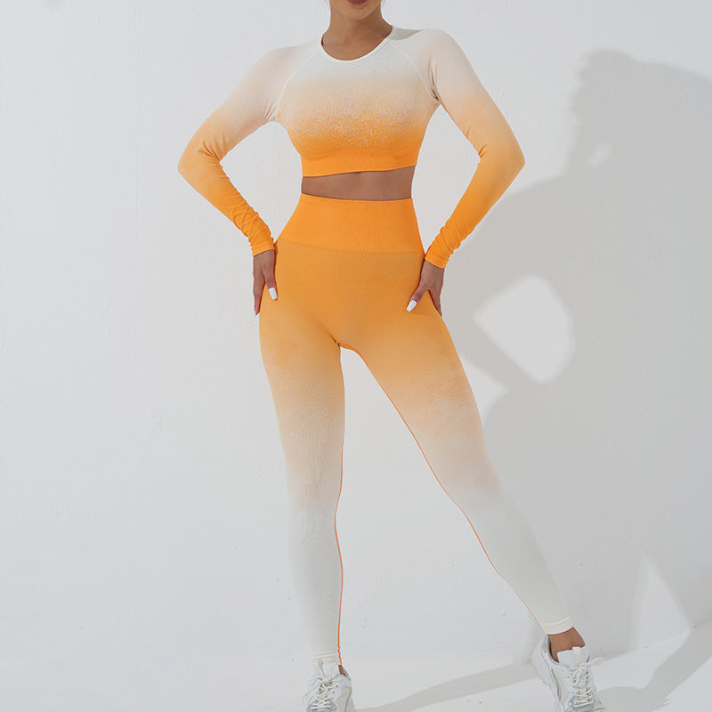 Orange White Long-Sleeved Trousers