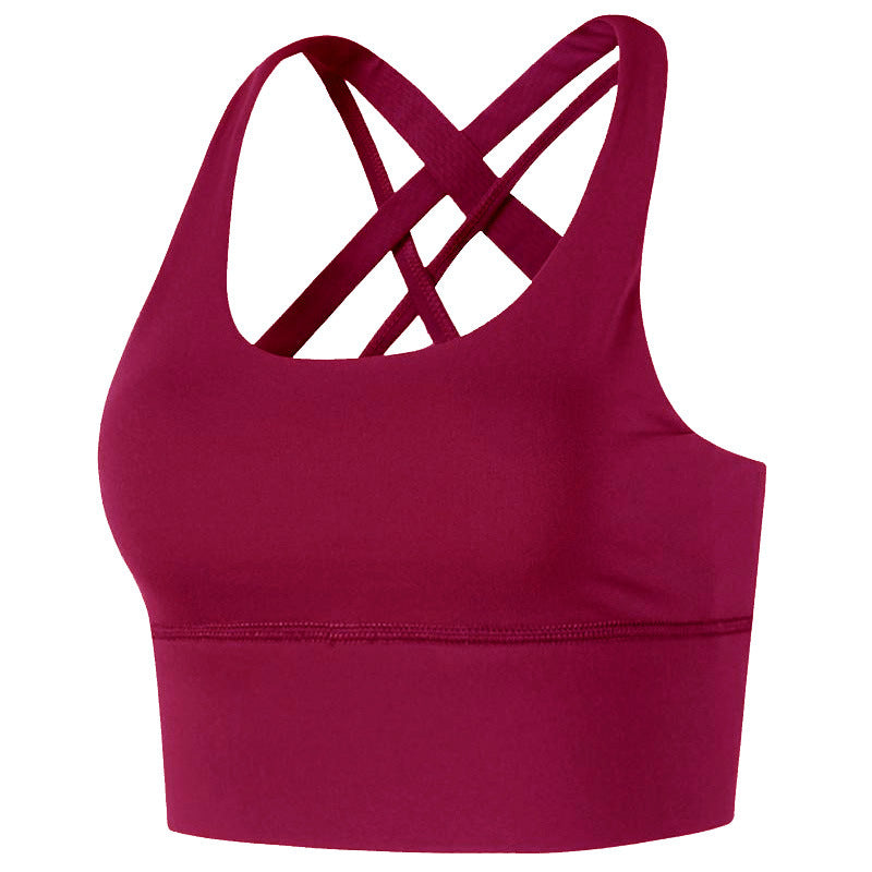 Shockproof Cross Back Running Workout Vest Women Push up High Strength Sports Yoga Bra Crisscross