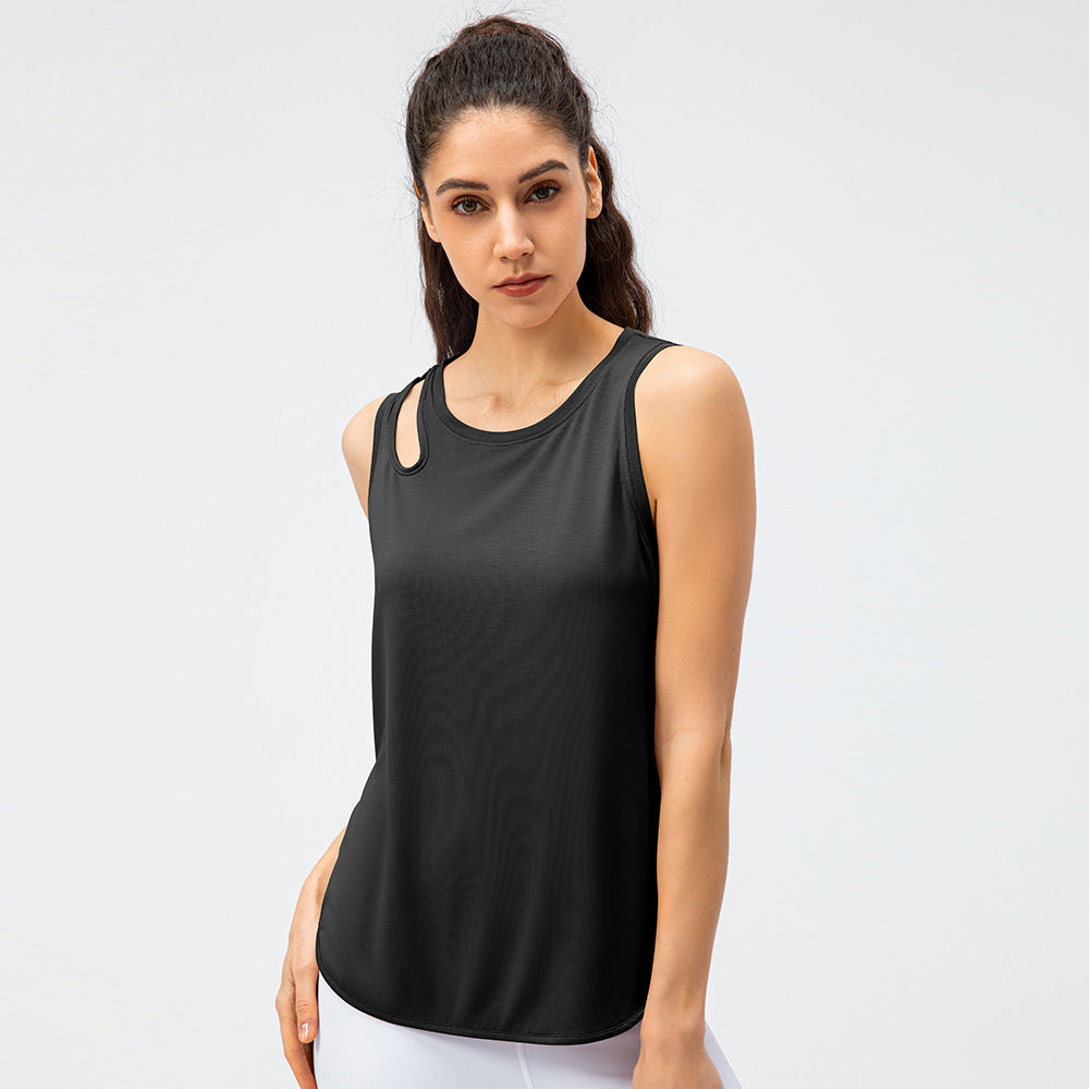 Spring Summer Women Ice Yoga Vest Loose Casual Running Sports Blouse Quick Drying Breathable Workout Top