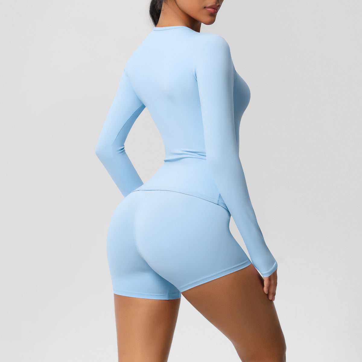 Solid Color Skin Friendly Brushed Skinny Long Yoga Clothes Sports Running Fitness Clothes Two Piece Set for Women