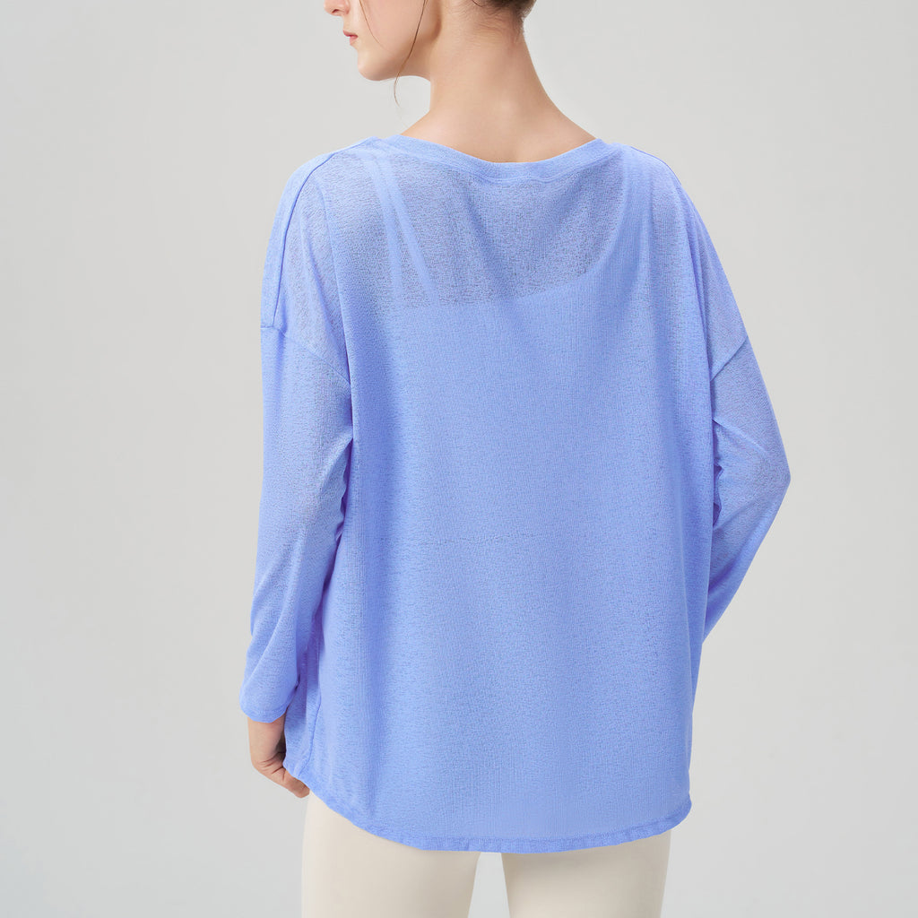 Autumn Breathable Yoga Blouse Women Split Slimming Sports Fitness Top Loose Fitting Lightweight Thin Yoga Clothes Long Sleeve