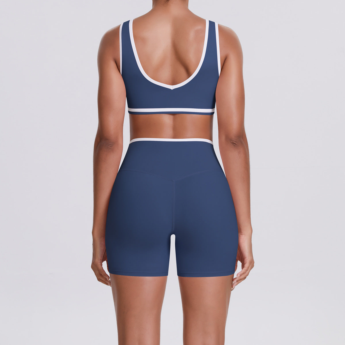 Soutien-gorge de sport couleur contrastée effet nude, pantalon de yoga skinny taille haute croisé, short de musculation pour femmes