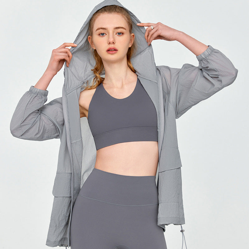 Thin Breathable Sun Protection Clothing Adjustable Brim UV Protection Wind Shield Outdoor UPF50 Sun Protection Jacket