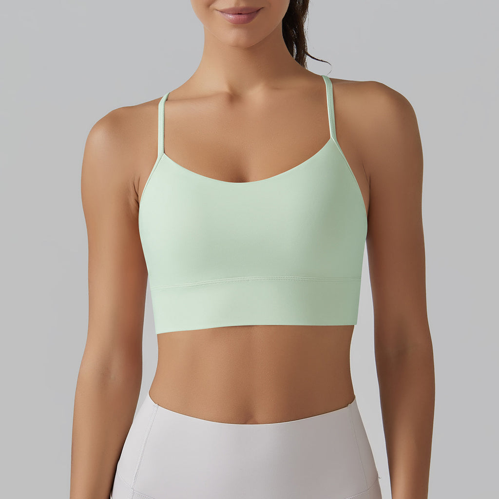 Débardeur de yoga effet seconde peau, sous-vêtements de sport Pilates pour femme, soutien-gorge de yoga sexy pour l'été et le dos.