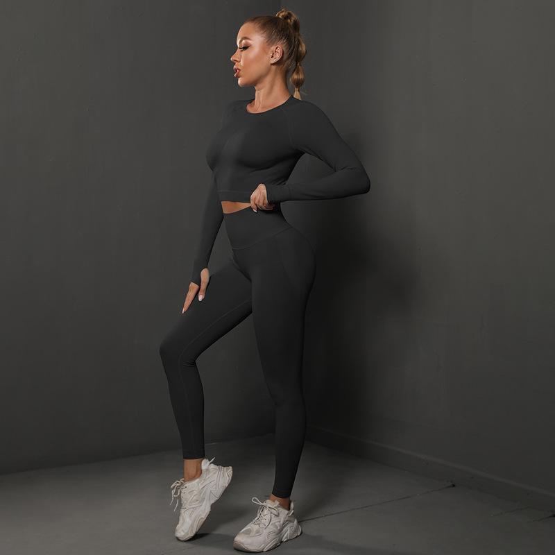 Long Sleeve Trousers Suit-Pure Black