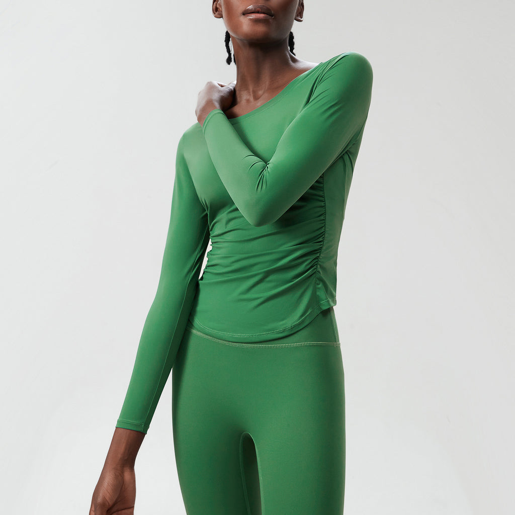 Sports Top Women Lycra Quick Drying Running Workout T shirt Thin Waist Sun Protection Long Sleeve Top