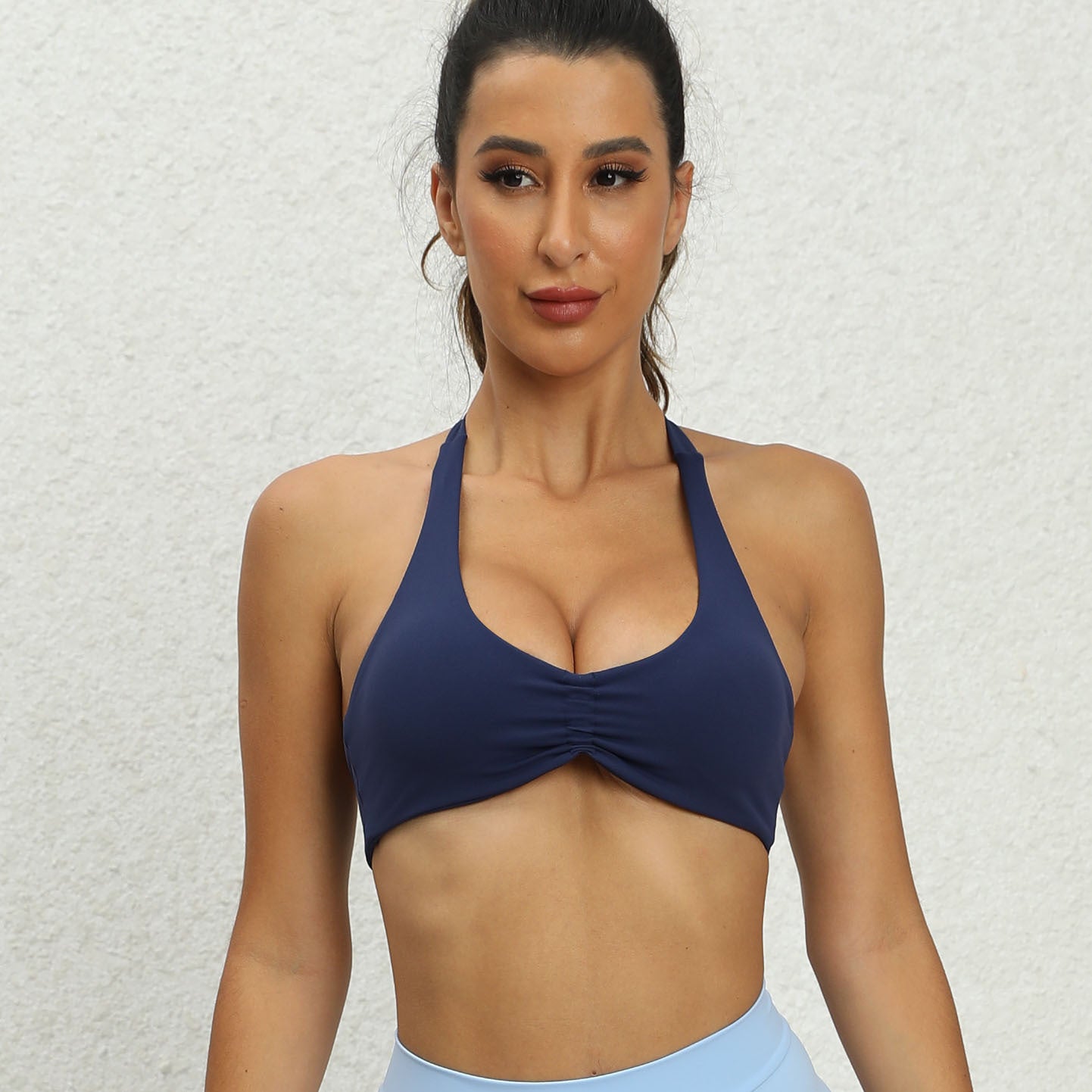 Ropa interior deportiva de secado rápido para mujer, ajustada, para yoga, correr, con cuello colgante