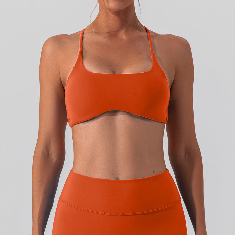 Ropa interior deportiva Cross Beauty para mujer, con efecto cepillado color piel, para fitness, correr, yoga, sujetador de secado rápido, chaleco de yoga.
