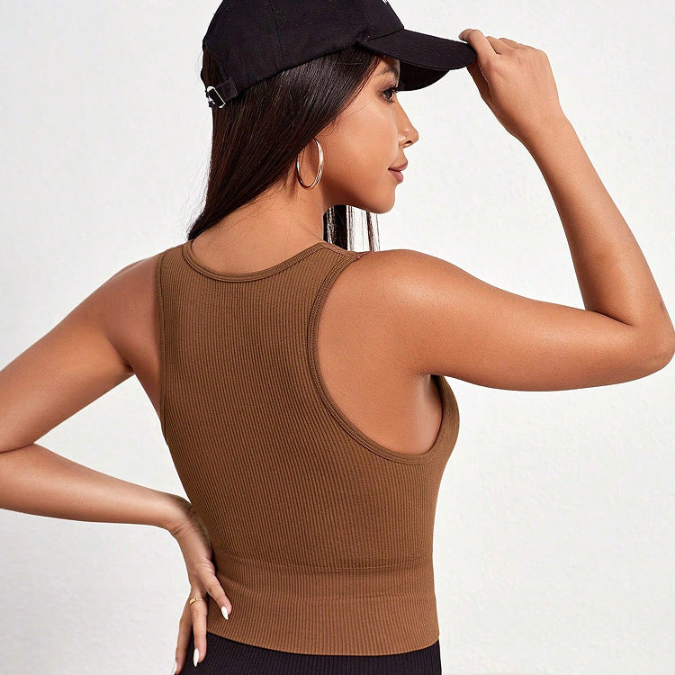 Soutien-gorge de sport et de fitness pour femme, sans manches, avec coussinets amovibles et protections de poitrine amovibles, et autres accessoires pour femmes. Gilet de yoga antichoc en fil métallique.