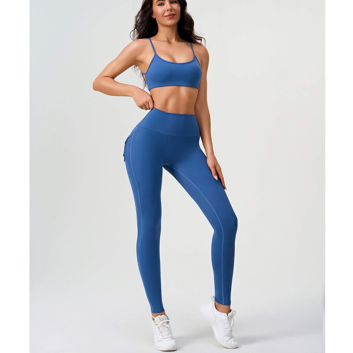 Peach Hip Tooling Nude Feel Tight Pocket Yoga Pants High Waist Stretch Hip Lift Button Quick Drying Running Workout Outfit