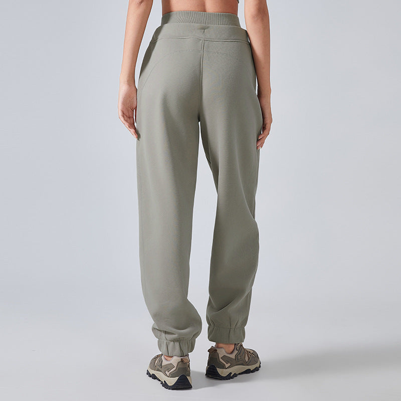 Pantalon de sport thermique doublé polaire automne-hiver 5544 pour femme, pantalon de survêtement décontracté assorti, coupe ample et fuselée, idéal pour le fitness et le yoga.