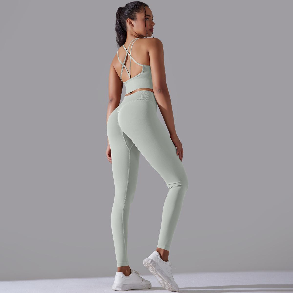 Cross Bra Trousers Suit-Light Gray