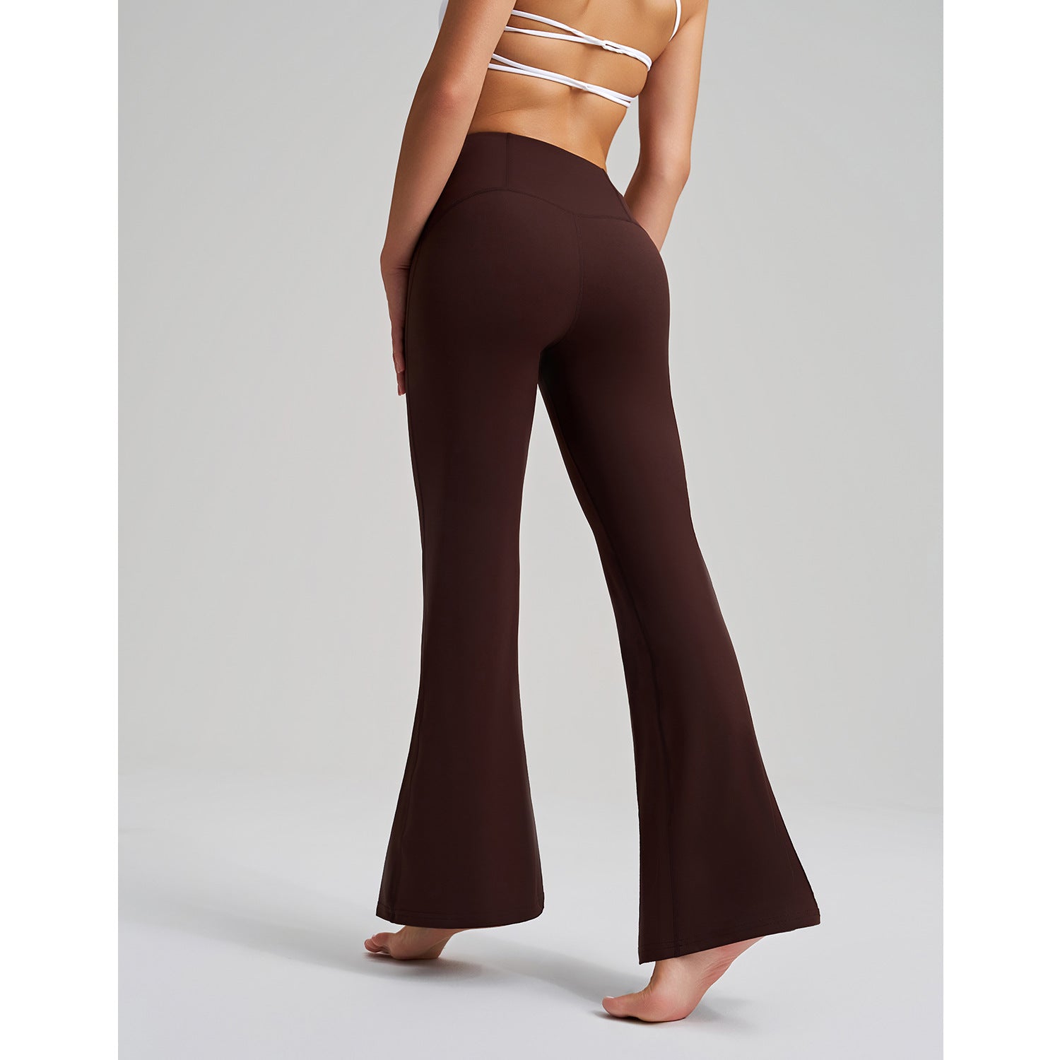 Trousers High Waist Yoga Pants Bell Bottom Pants Women Hip Raise Slimming Fitness Trousers Nude Feel Antibacterial Shaping Bootcut Trousers