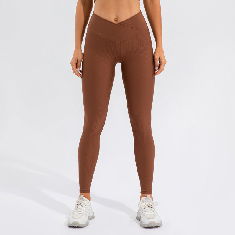 Nude Feel Quick Drying Yoga Pants Women Hip Lifting Outdoor Running Fitness Pants Elastic High Waist Workout Exercise Pants