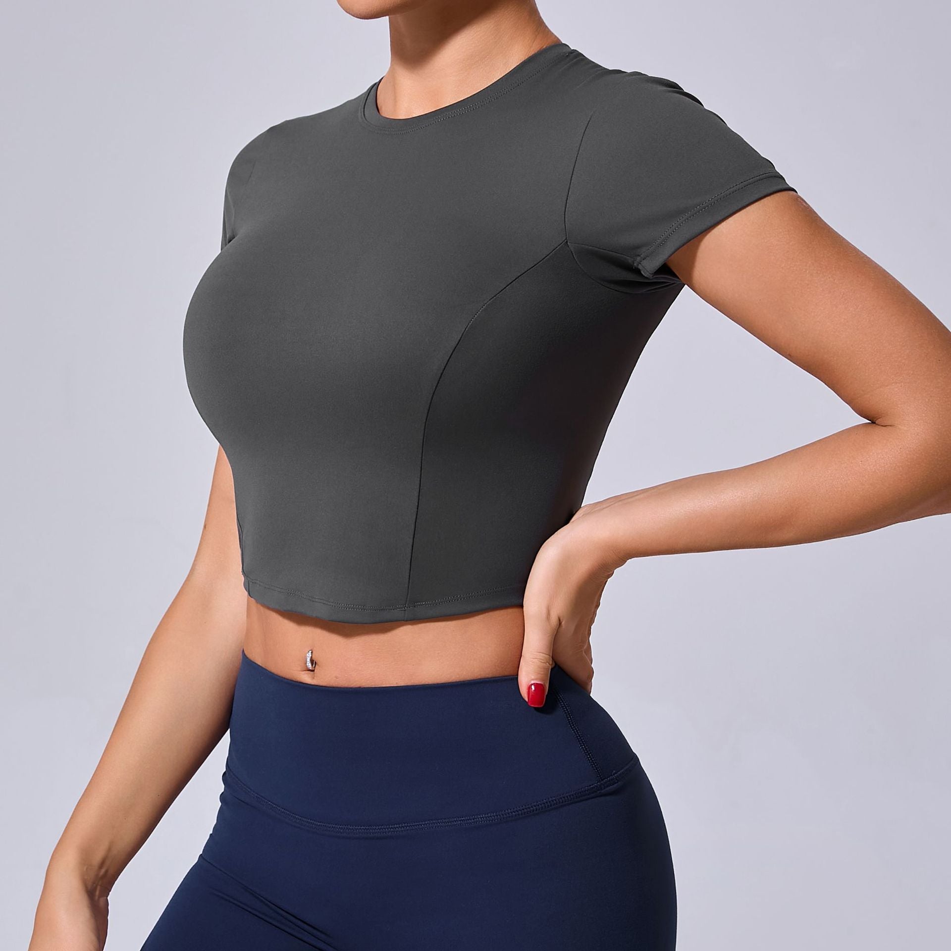 Tight T Shirt Quick Drying Yoga Clothes Short Workout Top Blouse Outdoor Running Sports Short Sleeve Women