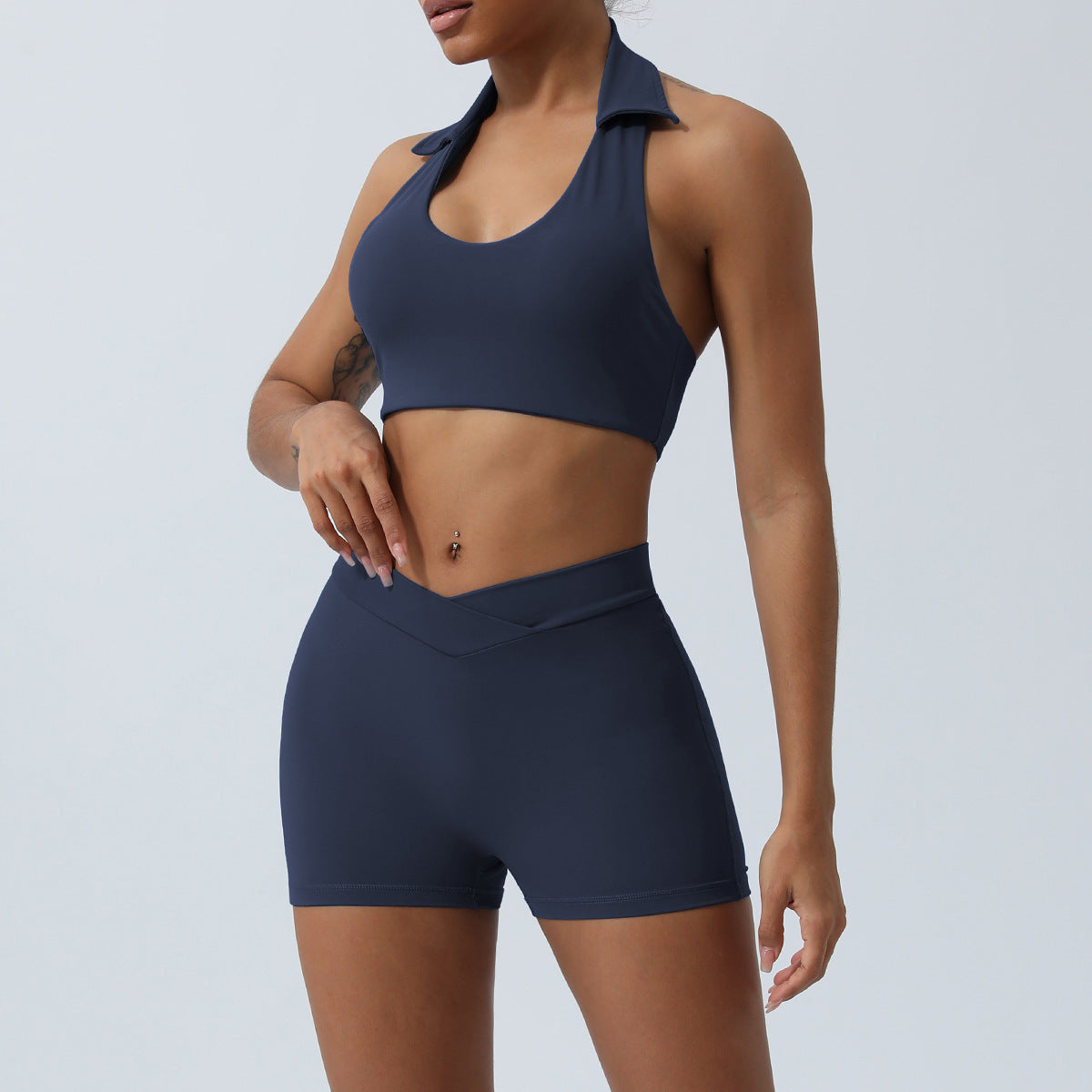 Purplish Blue Shorts Suit