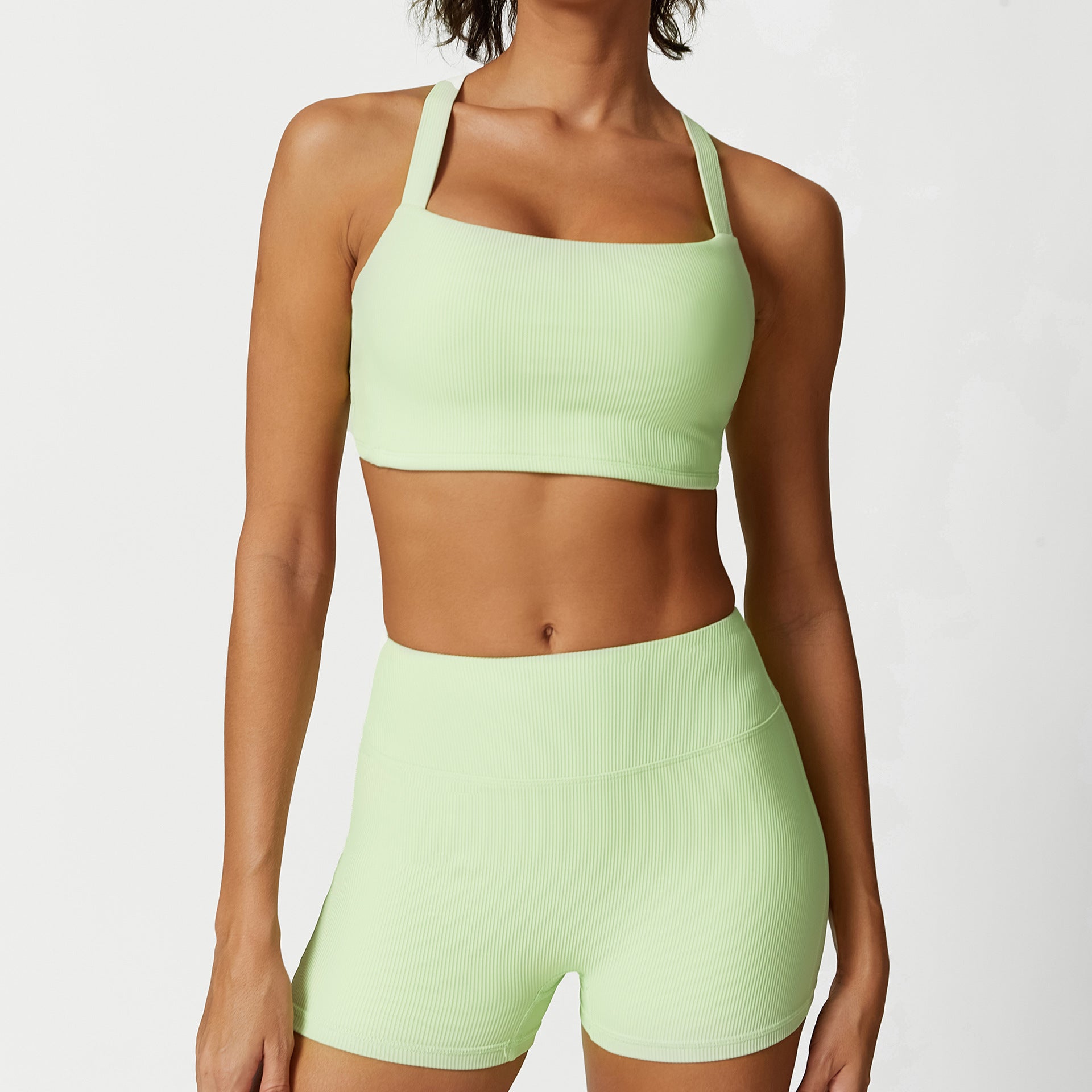 Three Dimensional Coarse Thread Yoga Clothes Suit Sports Workout Exercise Underwear Fitness Shorts Suit