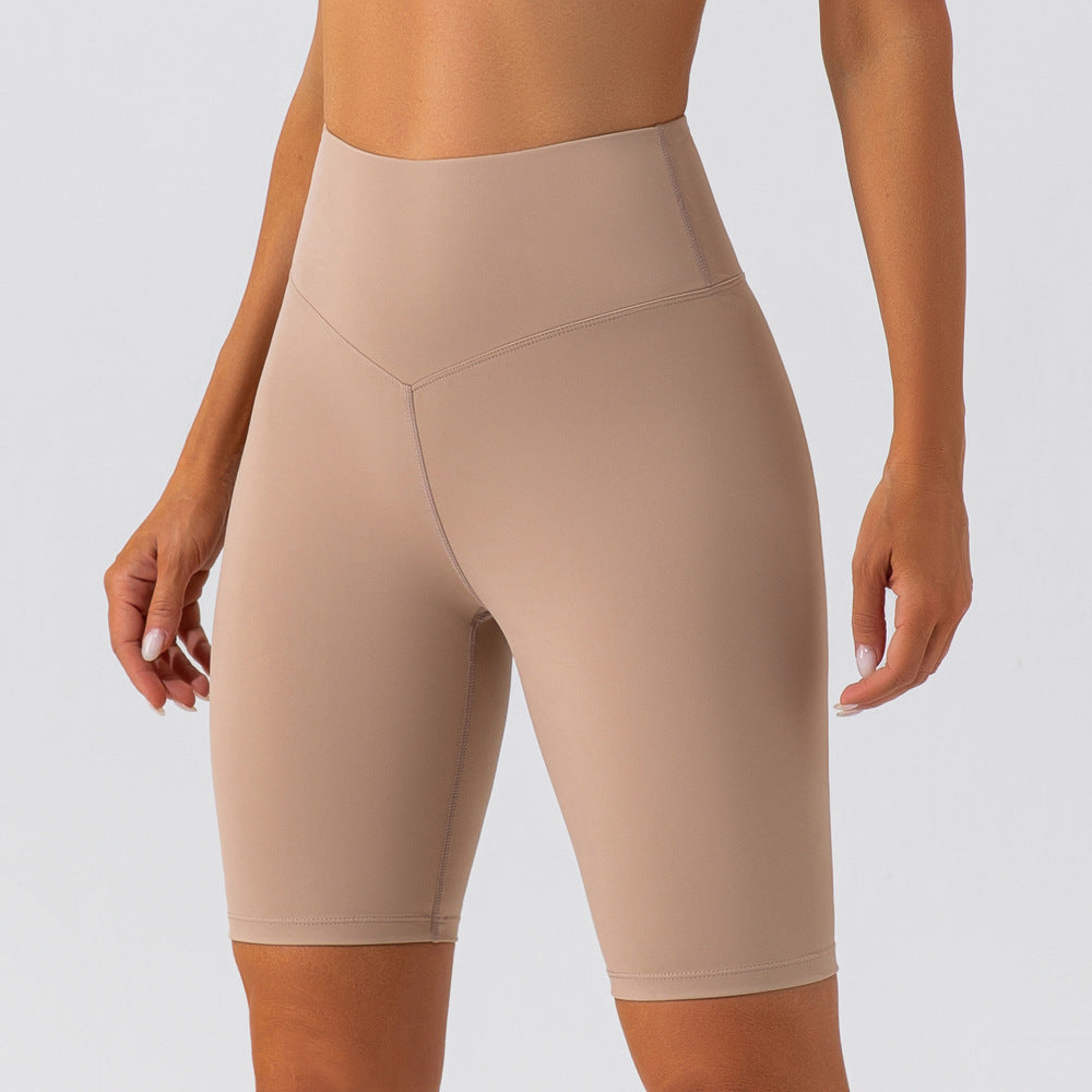 Nude Feel Yoga Shorts Women Five Points High Waist Hip Lift Quick Drying Sports Cycling Skinny Yoga Pants