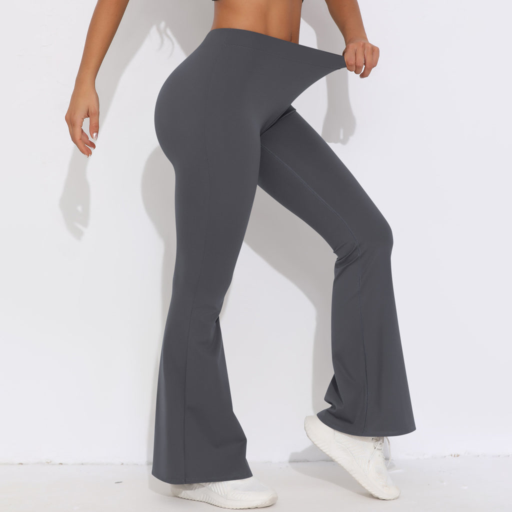 Internet Celebrity V Waist Peach Hip Raise Yoga Bell Bottom Pants Fitness Sports Wide Legs Bootcut Trousers High Waist Quick Drying Yoga Pants Women