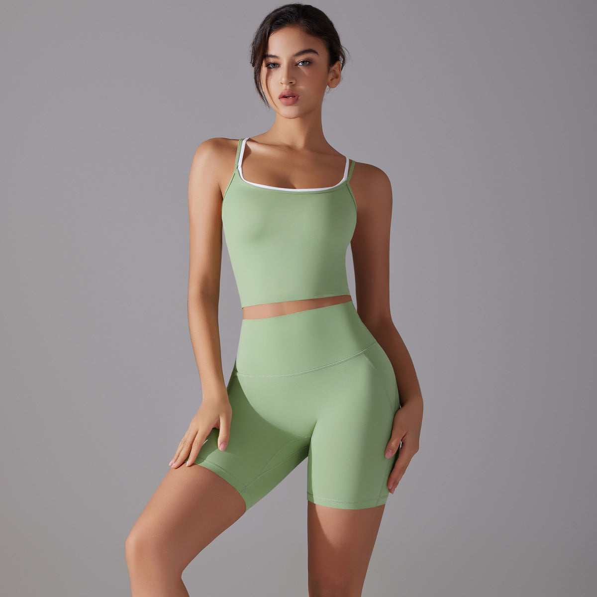 Soutien-gorge dos sans coutures, taille haute, effet push-up, hypoallergénique, invisible, short de sport, ensemble running, fitness et yoga