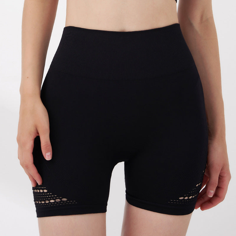 Seamless Yoga Pants Women Breathable Mesh Hole Sports Shorts Solid Color Three Point Fitness Pants