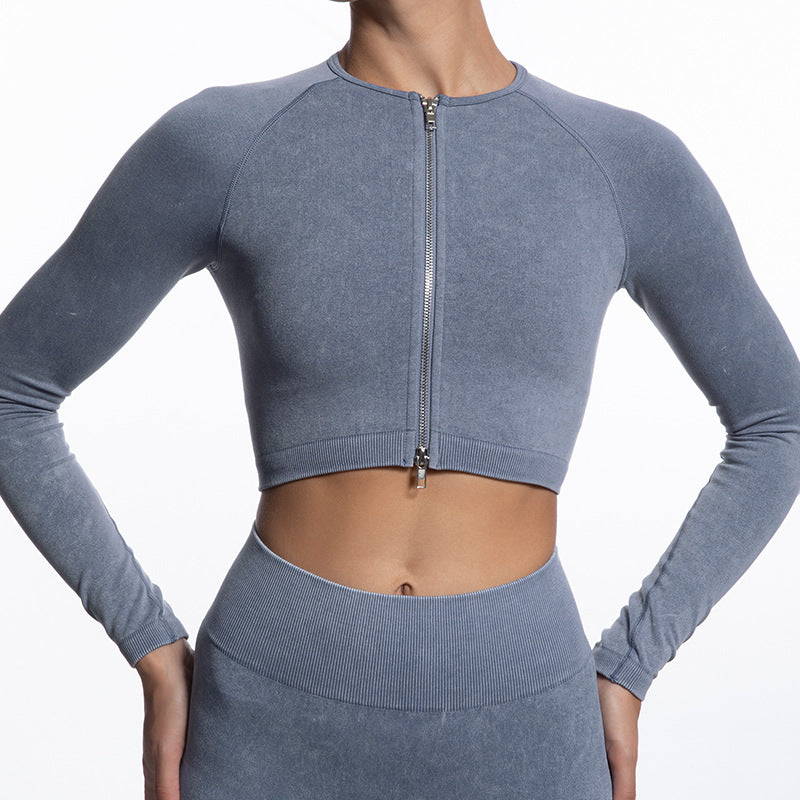 Silver Charcoal Gray Long-Sleeved Jacket