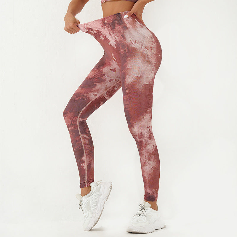 Seamless Digital Printing Sports Tights High Waist Workout Peach Hip Fitness Pants Sports Running Fitness Pants Autumn Winter