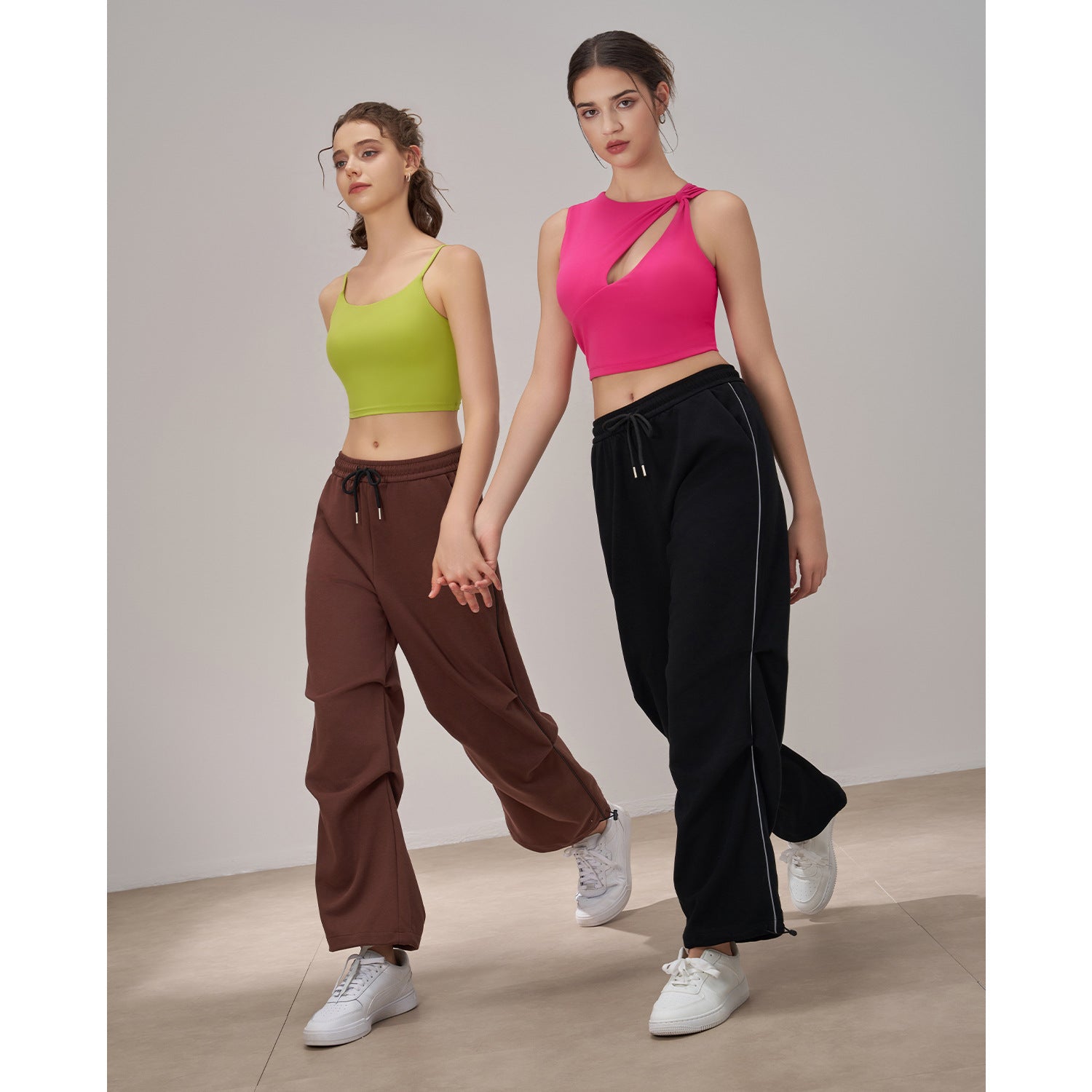 Pantalones deportivos casuales de verano para mujer, pantalones casuales con tiras luminosas, pantalones casuales de cintura alta con textura suelta, pantalones rectos de pierna ancha