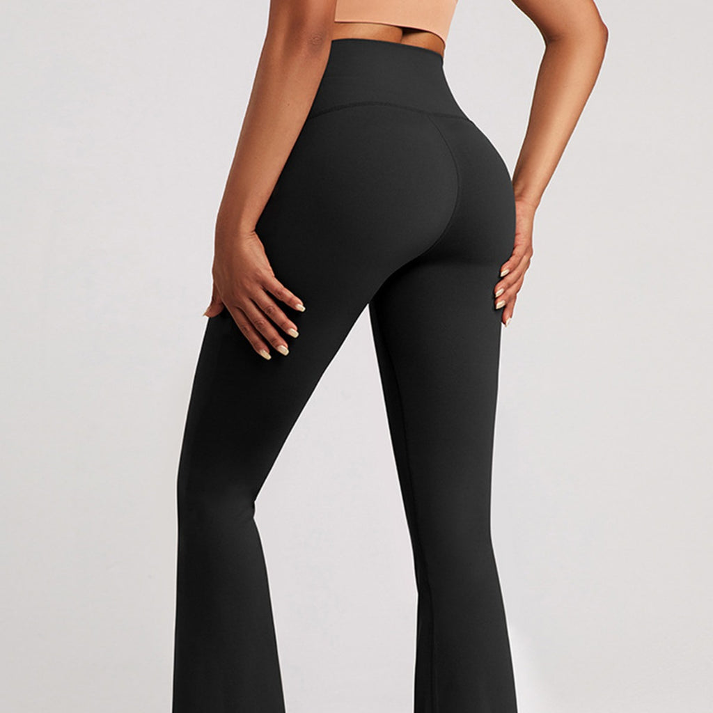 High Waist Micro Pull Yoga Pants Slimming Hip Raise Dance Pilates Tights Quick Drying Sports Fitness Bell Bottom Pants