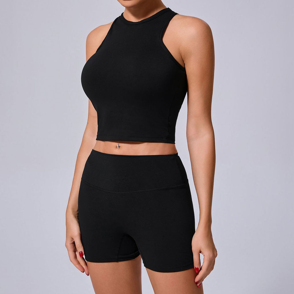 Traje de yoga con espalda ajustada y chaleco de secado rápido, ropa exterior a juego, pantalones cortos informales para fitness, correr y hacer ejercicio.