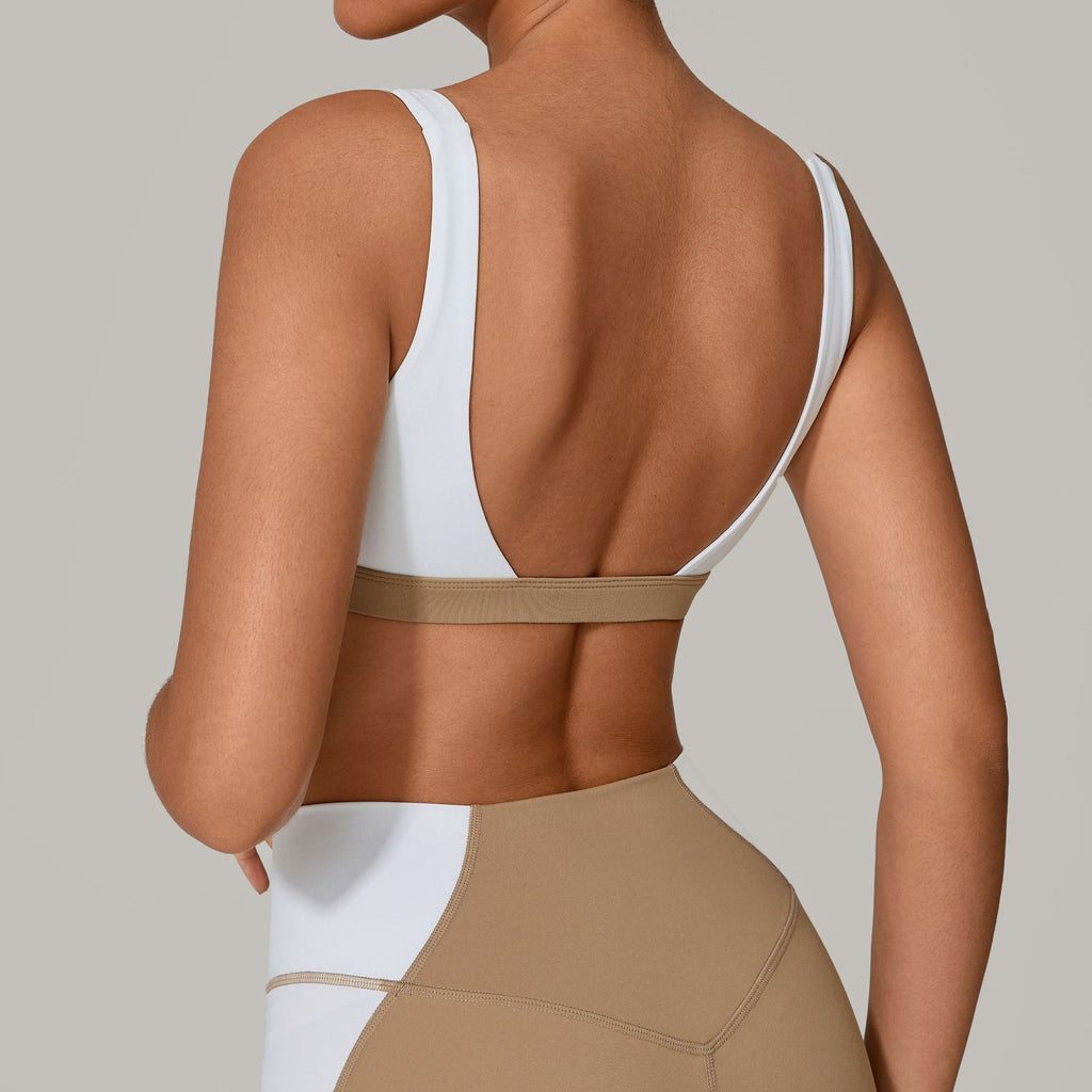 Sous-vêtements de sport à bretelles larges, antichoc, push-up, pour la course et le yoga, débardeur d'entraînement, soutien-gorge de fitness et de mise en valeur du dos.