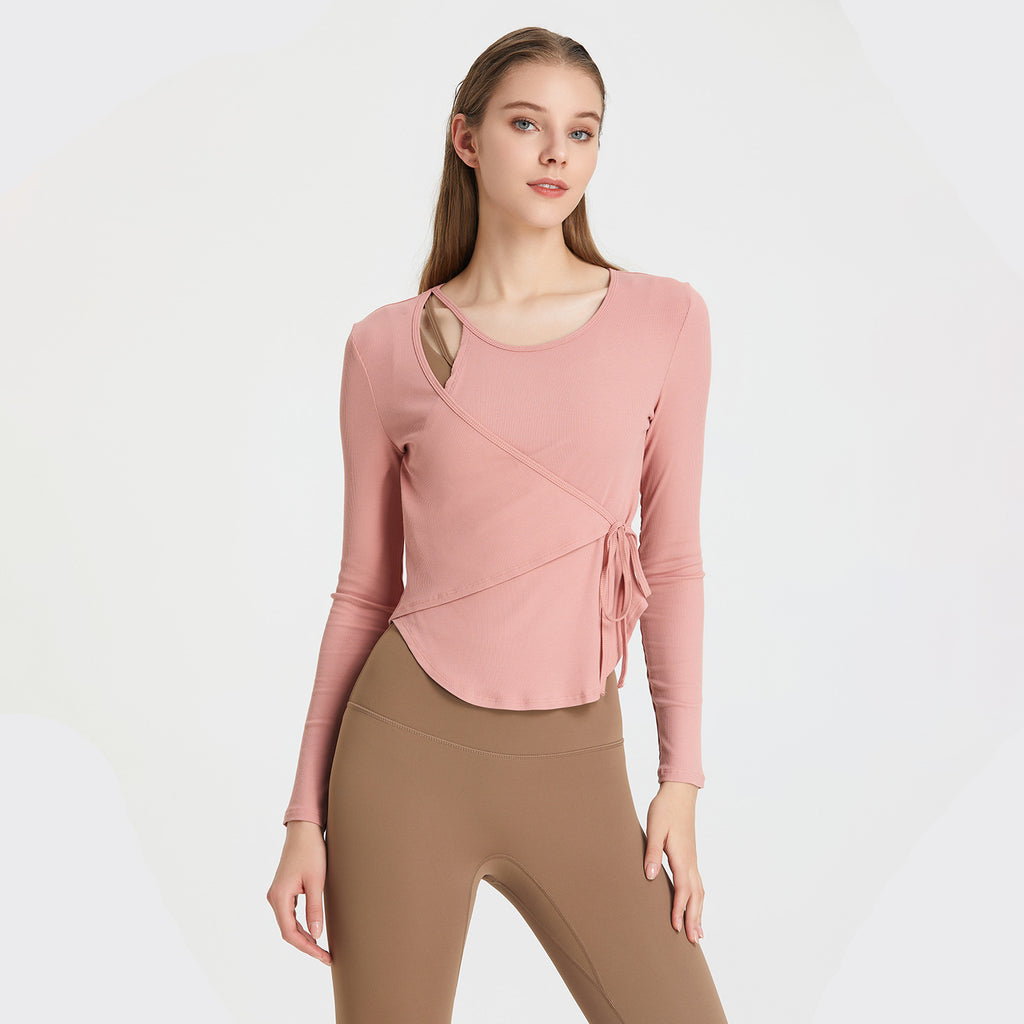 Loose Lace Breathable Sports Blouse Women Yoga Clothes Running Quick Drying Clothes Training Long Sleeve T shirt Workout Clothes Top