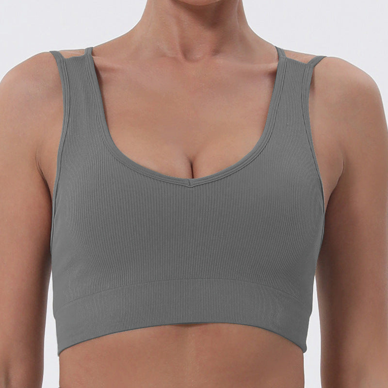 Sports Underwear Women Shockproof Running Professional Training Yoga Vest Square Collar Back Shaping Padded Pilates Top