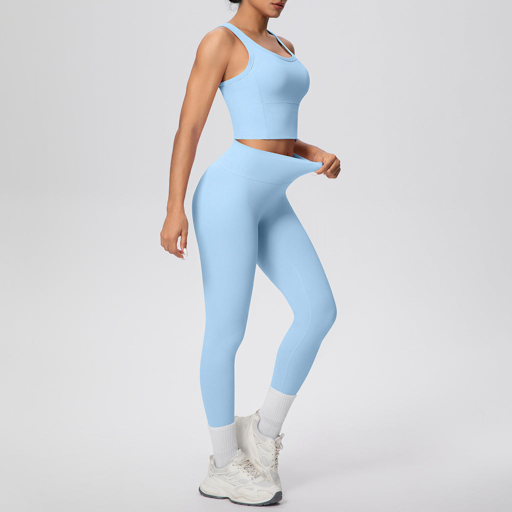 Solid Color Beauty Back Breathable Slim Fit Sports Vest Pants Yoga Pants Running Fitness Yoga Wear Suit