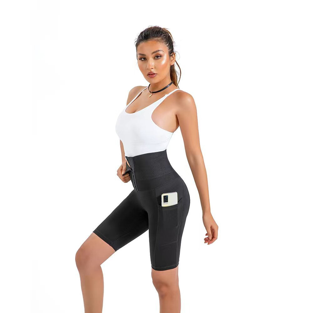 Pantalon de fitness gainant ventre et taille pour femme, short de sport moulant à séchage rapide, taille haute, effet push-up, poches 5 points