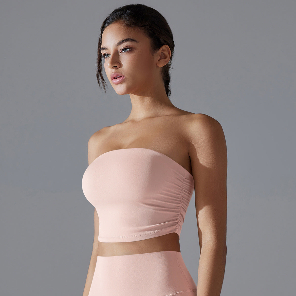 One Piece Nude Feel Sports Underwear Anti Exposure Inner Tube Top Base Workout Top Skinny Yoga Clothes Women